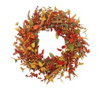 DSOPV Ghirlanda Artificiale Autunnale per Porta, Wreath di Foglie d'Acero e Bacche, Decorativa con Bacche e Foglie, Artificiale