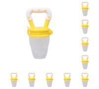 DSOUWEH 10 Set di Ciuccio per bambini in silicone alla moda comodo e sicuro per i viaggi Alimentatore per frutta per bambini in PP facile da pulire con coperchio comodo giallo chiaro M