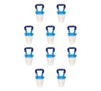 DSOUWEH 10 Set di Ciuccio per bambini in silicone alla moda comodo e sicuro per i viaggi Alimentatore per frutta per bambini in PP facile da pulire con coperchio comodo blu L
