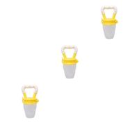 DSOUWEH 3 Set di Ciuccio per bambini in silicone alla moda comodo e sicuro per i viaggi Alimentatore per frutta per bambini in PP facile da pulire con coperchio comodo giallo chiaro M