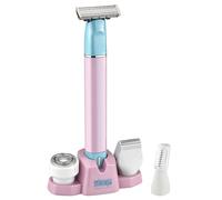 DSP Rasoio elettrico 5 in 1 da donna, rasoio elettrico e regolabarba da donna con 4 pettini, impermeabile, ricarica rapida di tipo C, kit per la toelettatura di gambe, ascelle, linea bikini, braccia e