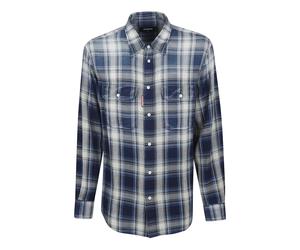 Dsquared2 - Camicia in Cotone a Quadri Blu Aw25 - - Shirts - Uomo - Multicolore - L