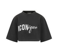 Dsquared2 - Cropped Cotton T-Shirt - - Sweatshirts & Hoodies - Donna - Nero - S