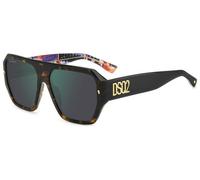 Dsquared2 Uomo D2 0128/S 2VM/MT Occhiali da sole Acetato Havana Verde Squadrata Normale Specchiato