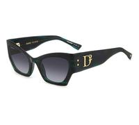 Dsquared2 Donna D2 0132/S 6AK/9O Occhiali da sole Acetato Verde Grigio Cat Eye Sfumato