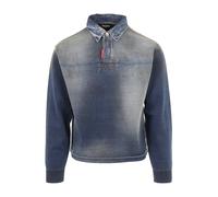 Dsquared2, ,Jackets ,Uomo ,Blu ,S Polo a Maniche Lunghe in Maglia Effetto Denim