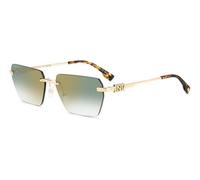 Dsquared2 Uomo D2 0102/S PEF/D6 Occhiali da sole Metallo Oro Verde Squadrata Specchiate Sfumato