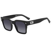 Dsquared2 Uomo ICON 0010/S 807/9O Occhiali da sole Acetato Nero Grigio Squadrata Normale Sfumato