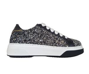 DSQUARED2 scarpe sneakers donna Bumper glitter nero/argento 2132