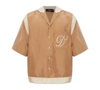 Dsquared2, ,Shirts ,Uomo ,Marrone ,3XL Camicia a maniche corte in seta