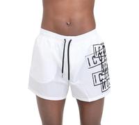DSQUARED2 Shorts Mare da Uomo Bianchi Stampa Logo Icon Nero 48