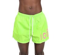 DSQUARED2 Shorts Mare Verde Fluo da Uomo con Stampa Logo Rosa Fluo 50