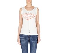 Dsquared2, ,Tops ,Donna ,Bianco ,S Top Cami Pizza in Cotone Bianco