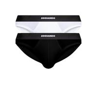 DSQUARED2 Twin Pack Brief DCX200070 (IT, Testo, XXL, Regular, Regular, 010 - Bianco/Nero)