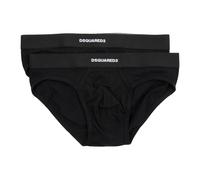 Dsquared2, ,Underwear ,Uomo ,Nero ,M Slip Plain 2 Pack con Elastico in Vita