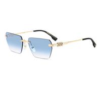 Dsquared2 Uomo D2 0102/S LKS/ST Occhiali da sole Metallo Oro Azzurro Squadrata Normale Sfumato