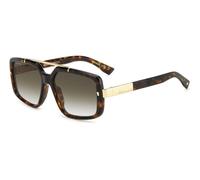 Dsquared2 Uomo D2 0120/S 086/9K Occhiali da sole Acetato Havana Verde Squadrata Sfumato