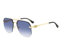 Dsquared2 Uomo Dsquared2 D2 0103/S LKS/08 Occhiali da sole Metallo Oro Blu Geometrica Normale Sfumato