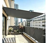 DSRDRFG Frangivisto Balcone Protezione Privacy 50x200cm Impermeabile Anti-UV con Occhielli e Fascetta Recinzione Copertura per Ringhiera Balcone Esterno Terrazza Giardino, Grigio scuro