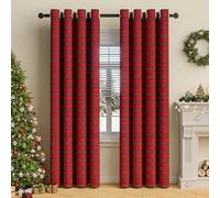 DSRDRFG Tende oscuranti a quadri rossi natalizi 150x280 cm/LxA, classiche, alla moda, a quadri e righe, per soggiorno, camera da letto, tende termiche con occhielli