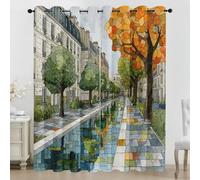 DSRDRFG Tende oscuranti con scena di strada di Parigi, 200x270 cm (LxA), tende con occhielli termoisolanti in vetro colorato ad acquerello per soggiorno, camera da letto, 2 pannelli