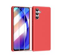 Dssairo Custodia 3 in 1 per Samsung Galaxy A54 5G, con 2 pellicole proteggi schermo, protezione per fotocamera, custodia protettiva in silicone liquido sottile antiurto [fodera in microfibra] (rosso)