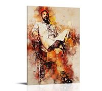 DSSCXYZM Poster su tela con Marvin Gaye Legendary Band e cantanti pop su tela, decorazione artistica da parete per camera da letto, 20 x 30 cm, con cornice