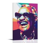 DSSCXYZM Poster su tela di Ray Charles Legendary Band e cantanti pop su tela, decorazione artistica da parete per camera da letto, 50 x 75 cm, con cornice