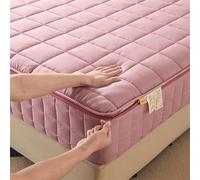 DSSHENGDS Coprimaterasso con Cerniera，Proteggi Materasso Personalizzabile Rivestimento，Trapuntato Cinque Lati Lavabile Imbottito Lenzuolo -Pink- 70x190+15cm