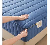 DSSHENGDS Coprimaterasso con Cerniera,Proteggi Materasso Personalizzabile Rivestimento,Trapuntato Cinque Lati Lavabile Imbottito Lenzuolo -Dark Blue- 70x190+10cm
