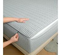 DSSHENGDS Coprimaterasso Traspirante，Coprimaterasso con Angoli Elastici，Morbido e Lavabile ，Fodera Coprimaterasso Cotone Cerniera-Cyan-Blue- 140x200+20cm