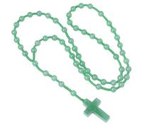 dssmboom croce ciondolo collana per uomini e donne, cattolico rosario cristallo pietra collana perline, Avventurina verde, pietra Avventurina verde