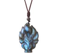 dssmboom Natural Labradorite Stone Ciondolo Collana da Uomo Donna Artigianale Ciondolo Collana in Pietra di Cristallo con Corda Regolabile, pietra labradorite, pietra labradorite