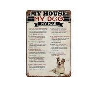DSSWAK Targa in metallo in alluminio con scritta divertente My House My Dog My Rule Australian Shepherds Metal Man Cave Bar Pub Club Decorazione da parete per la casa, 20 x 30 cm, vintage 6240