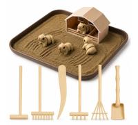 DSSWEN Capybara Zen Garden per scrivania, mini kit con sandbox con 4 simpatiche capibara, fattoria, 6 strumenti zen e sabbia naturale, sollievo dallo stress per ufficio e simpatica decorazione da