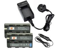 Dste®, 2 batterie di riserva e caricabatterie da viaggio DC01U per Sony NP F550 CCD RV100 CCD RV200 CCD SC5 CCD SC9 CCD TR1 CCD TR215 CCD TR940 CCD TR917 luce Neewer CN 160 NP F330 NP F530 NP F570