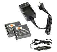 DSTE 2-Pacco NP-40 Ricambio Batteria + Caricabatteria Compatibile per Exilim EX-FC100 EX-FC150 EX-FC150BK EX-FC150RD EX-FC160S EX-Z400
