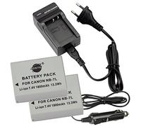 DSTE (2 Pack) NB-7L Batteria + Caricatore Compatibile per Canon PowerShot G10, G11, G12, SX30 IS
