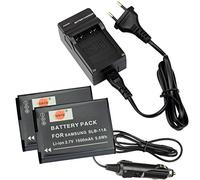 DSTE(2 Pack)Ricambio Batteria SLB-11A + Caricabatteria Compatibile per Samsung WB1000,WB2000,CL65,CL80,EX1,HZ25W,HZ30W,HZ35W,HZ50W,ST1000,ST5000,ST5500,TL240,TL320,TL350,TL500 Fotocamera