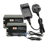 DSTE 2 x BP-970G batteria ricaricabile Li-ion + DC25U viaggio e Adattatore caricabatterie da auto per Canon BP-975, XLH1, XHG1, XHA1, XL2, XM2, XH G1S, XH A1S, XL H1S, XL H1A, XF305, XF300, XF105, XF100 Fotocamera digitale