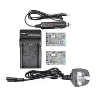 DSTE 2 x NP-FP50 batteria ricaricabile agli ioni di litio + DC04U adattatore da viaggio e caricabatteria da auto per Sony NP-FP30, NP-FP50, NP-FP60, NP-FP70, NP-FP71 e Sony DCR-30, DCR-DVD103, DCR-DVD105