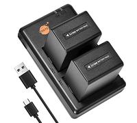 DSTE 2PCS NP-FV100 NP-FV100a (5700mAh/7.4V) Batteria Caricatore Compatibile per DCR-SX15,DCR-SX21,DCR-SX44,DCR-SX45,DCR-SX63,DCR-SX65,DCR-SX83,DCR-SX85,HDR-CX105,HDR-CX115,HDR-CX130,HDR-CX150