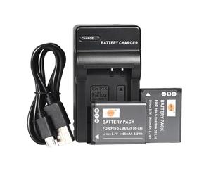DSTE D-LI88 Li-ion Batteria (2-Pacco) e Caricabatterie USB per Pentax Optio H90, P70, P80, W90, WS80
