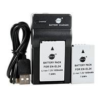 DSTE EN-EL24 Li-ion Batteria (2-Pacco) e Caricabatterie USB compatibile per Nikon 1 J5