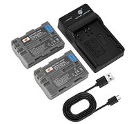 DSTE EN-EL3E ENEL3E Batteria (2 pezzi) e caricatore compatibile con D30, D50, D70, D70S, D90, D100, D200, D300, D300S, D700