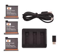 DSTE® Full Decoded (3-Pack) AB1 Ricambio Batteria + Caricatore a 3 canali + USB-Cavo (Type C) Compatibile per DJI Osmo Action Fotocamera