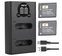 DSTE LI-90B LI-92B Batteria (confezione da 2) e caricatore USB doppio LED intelligente compatibile con Olympus SH-50 SH-60 SP-100 TG-1 TG-2 TG-3 TG-5 TG-6