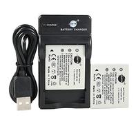 DSTE NP-40 - Batteria agli ioni di litio (2 pezzi) e caricabatterie micro USB compatibile per Fujifilm FinePix F460 F470 F480 F610 F650 F402 F403 F420 F455 F700