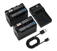 DSTE NP-F970 NP-F950 Batteria per fotocamera (2 pezzi) e caricatore compatibile con Sony CCD-TR500, CCD-TR511E, CCD-TR512E, CCD-TR515E, CCD-TR516, CCD-TR516E, CCD-TR517, CCD-TR5555, CCD-TR57