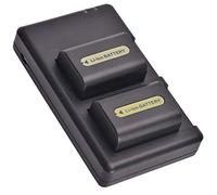 DSTE NP-FH50 Batteria di ricambio (2 pacchetti) e caricatore rapido doppio compatibile per Sony DSLR-A230 DSLR-A290 DSLR-A330 DSLR-A380 DSLR-A390